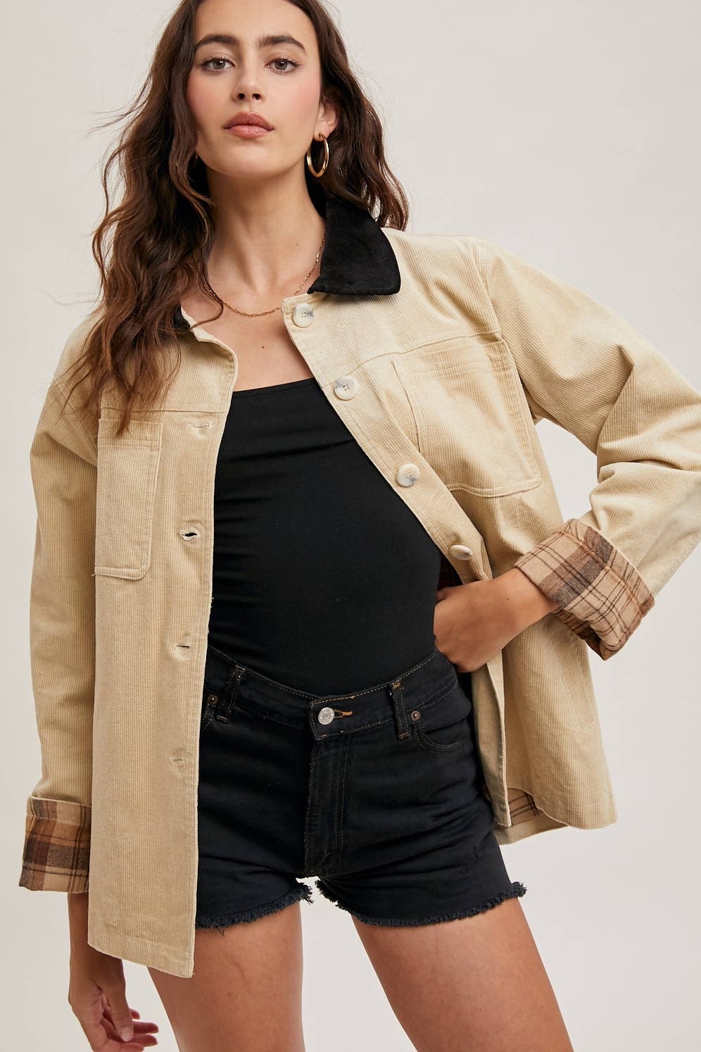 Corduroy Barn Coat Beige L Folklore the Store